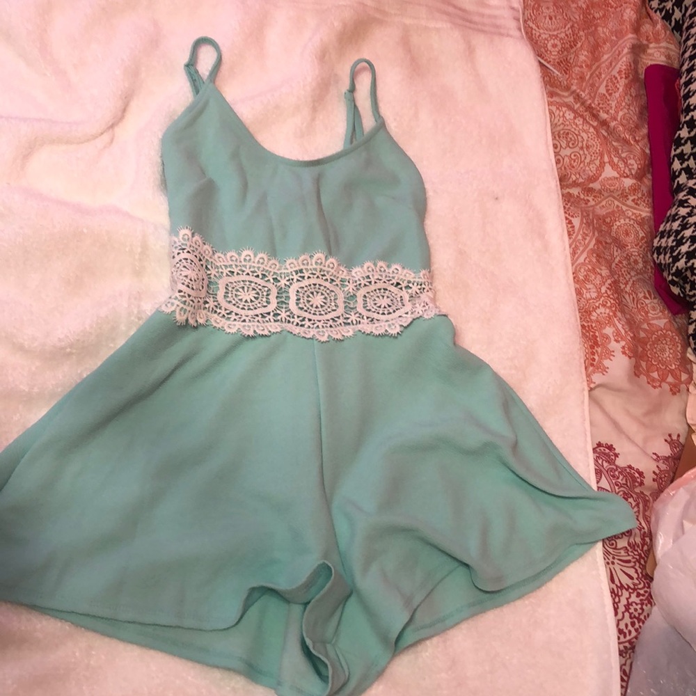 Romper with lace insert